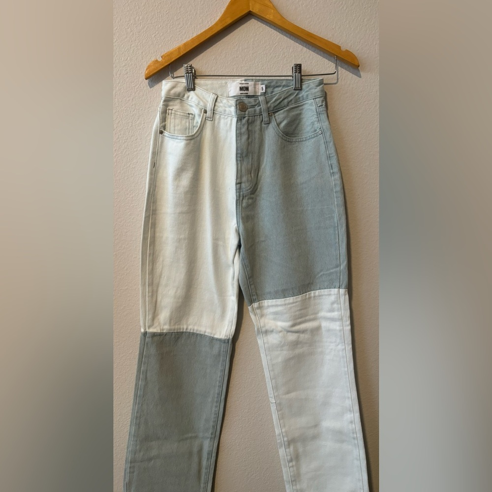 refuge DENIM Ultra High-Rise MOM Jeans Vintage Stretch Patchwork/Sz 5 NEW